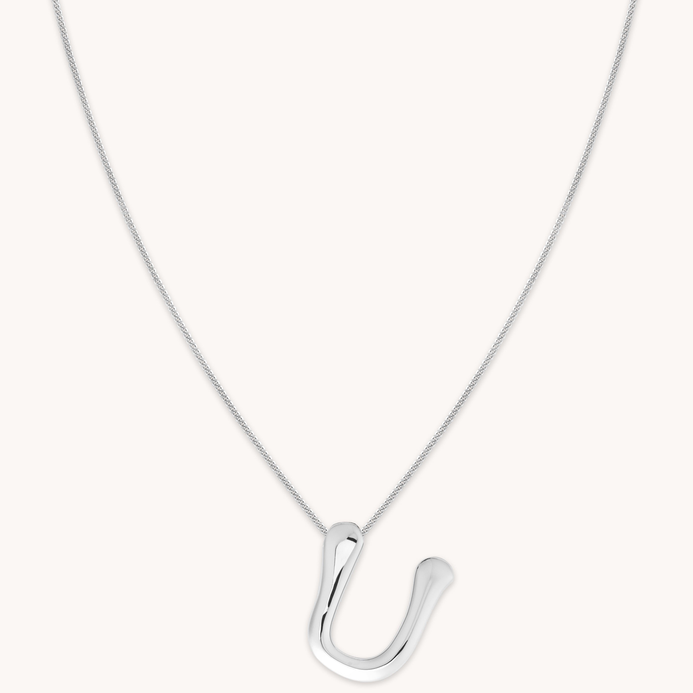 Astrid &amp; Miyu Initial Pendant Necklace U In Silver In Metallic