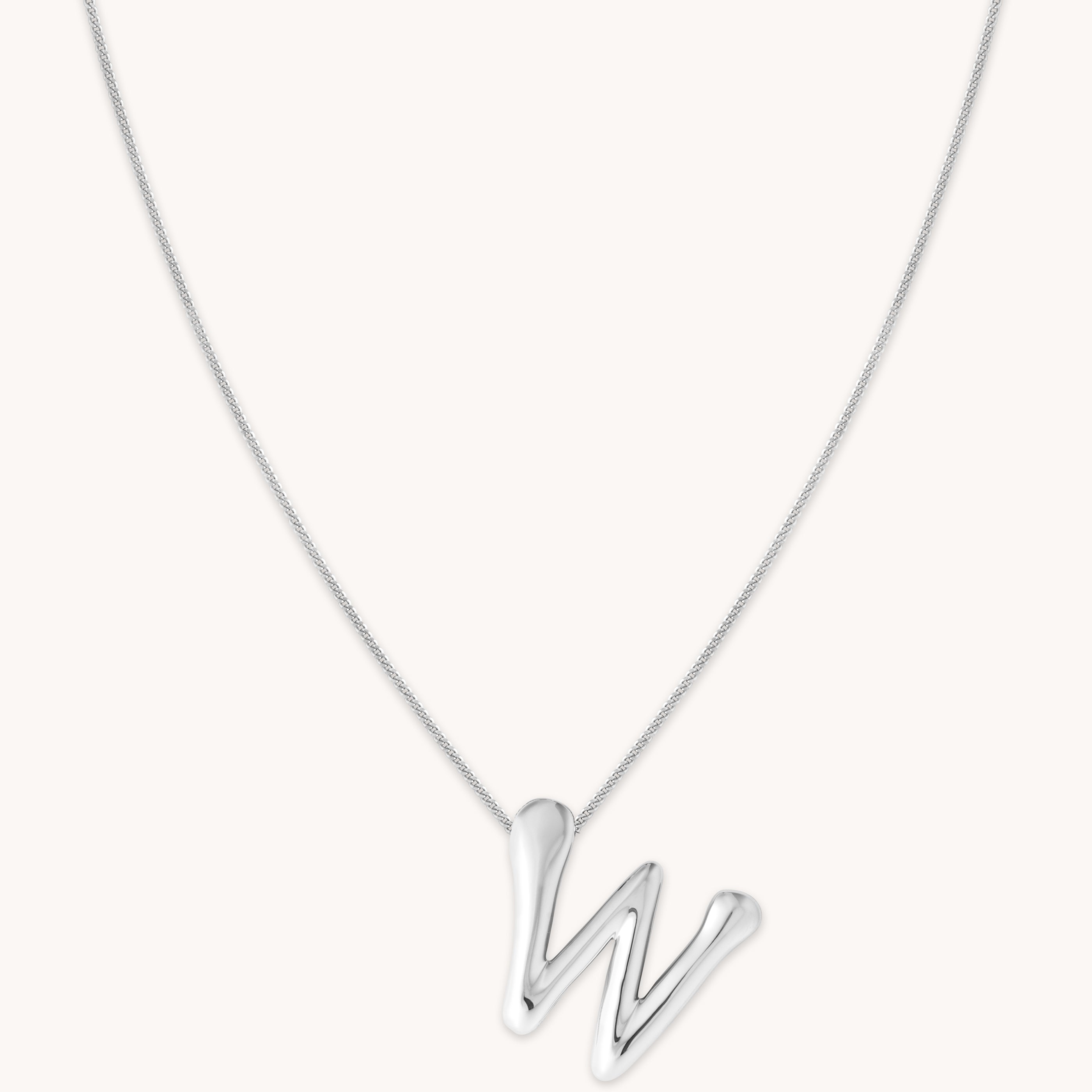 Astrid &amp; Miyu Initial Pendant Necklace W In Silver In White