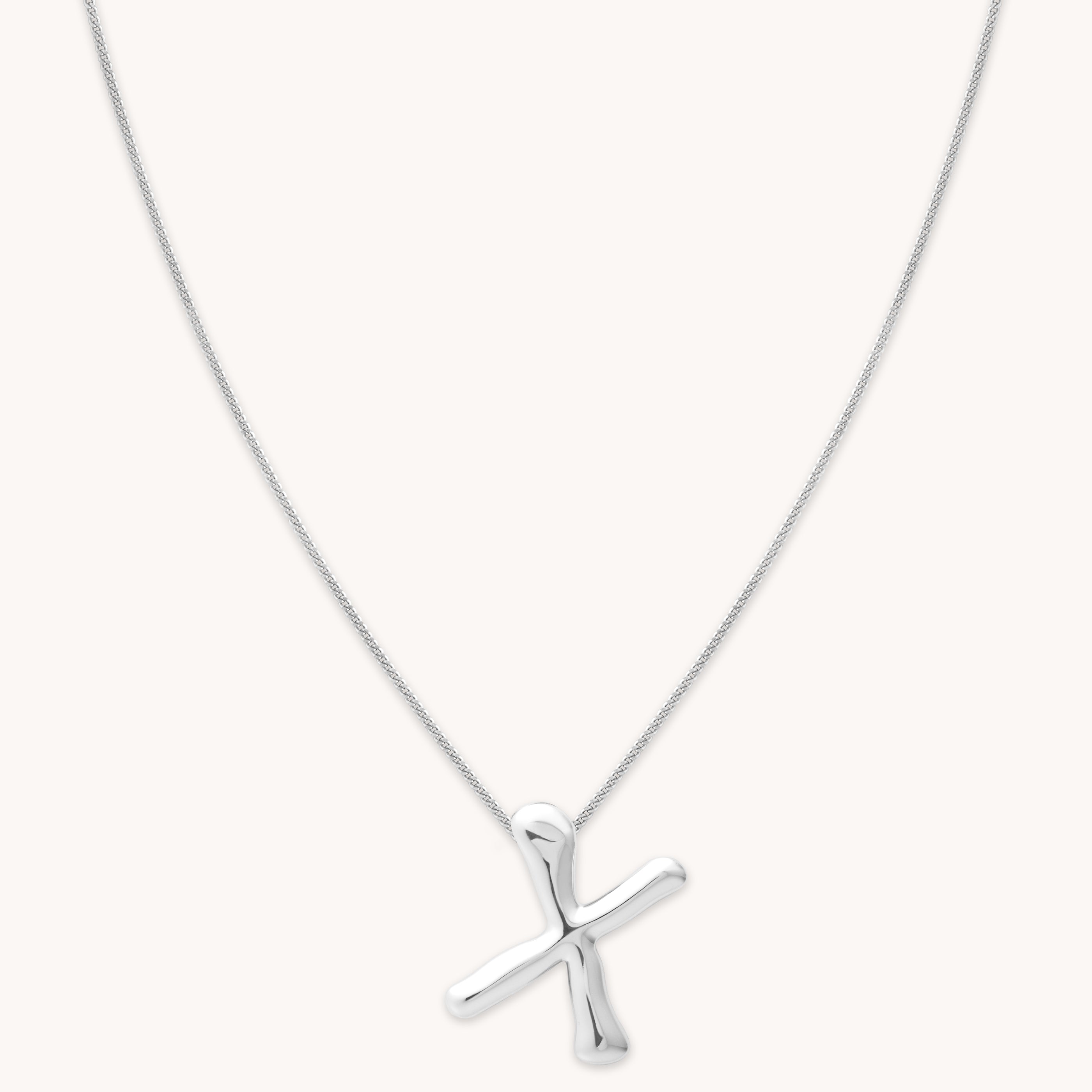 Astrid &amp; Miyu Initial Pendant Necklace X In Silver In White