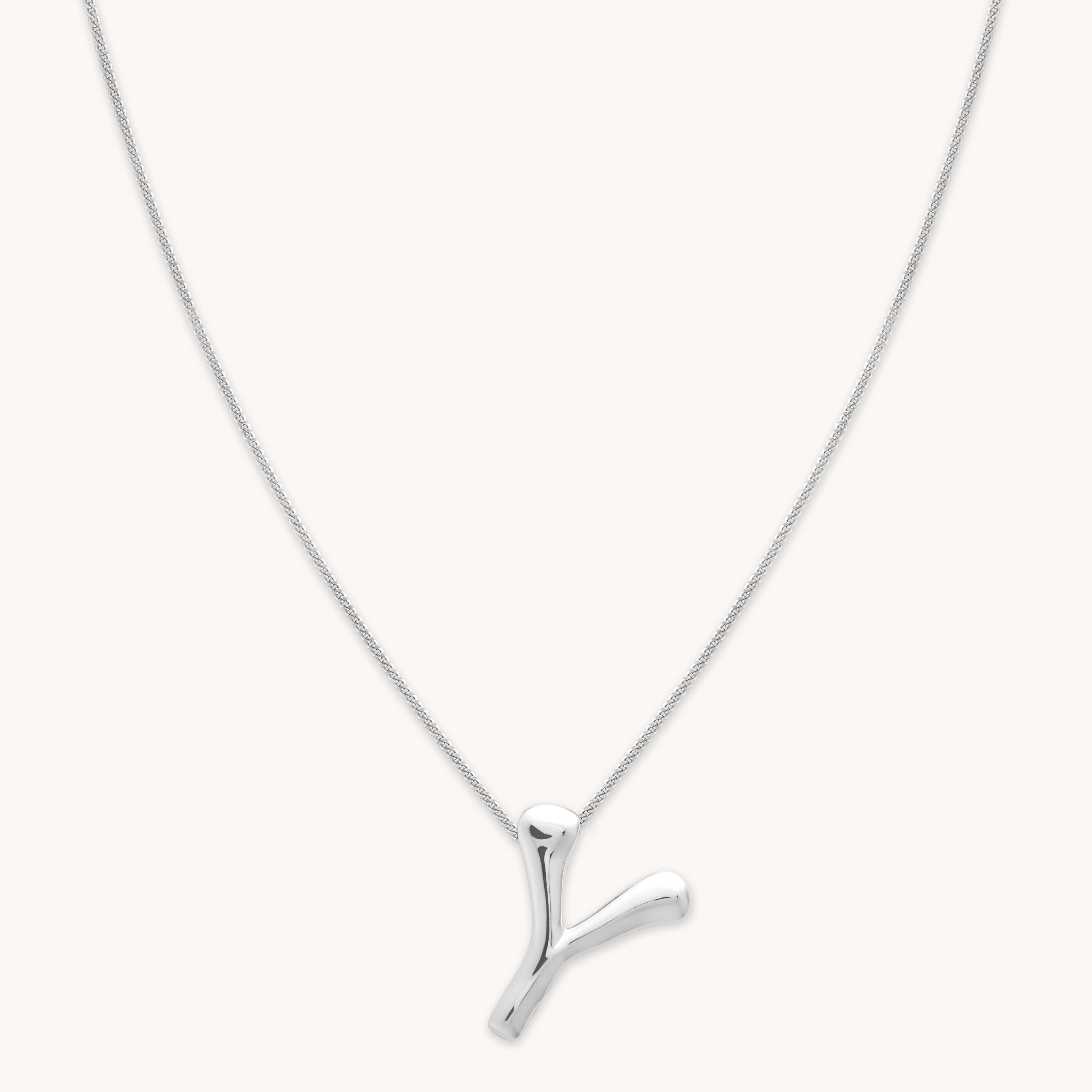 Astrid &amp; Miyu Initial Pendant Necklace Y In Silver In White