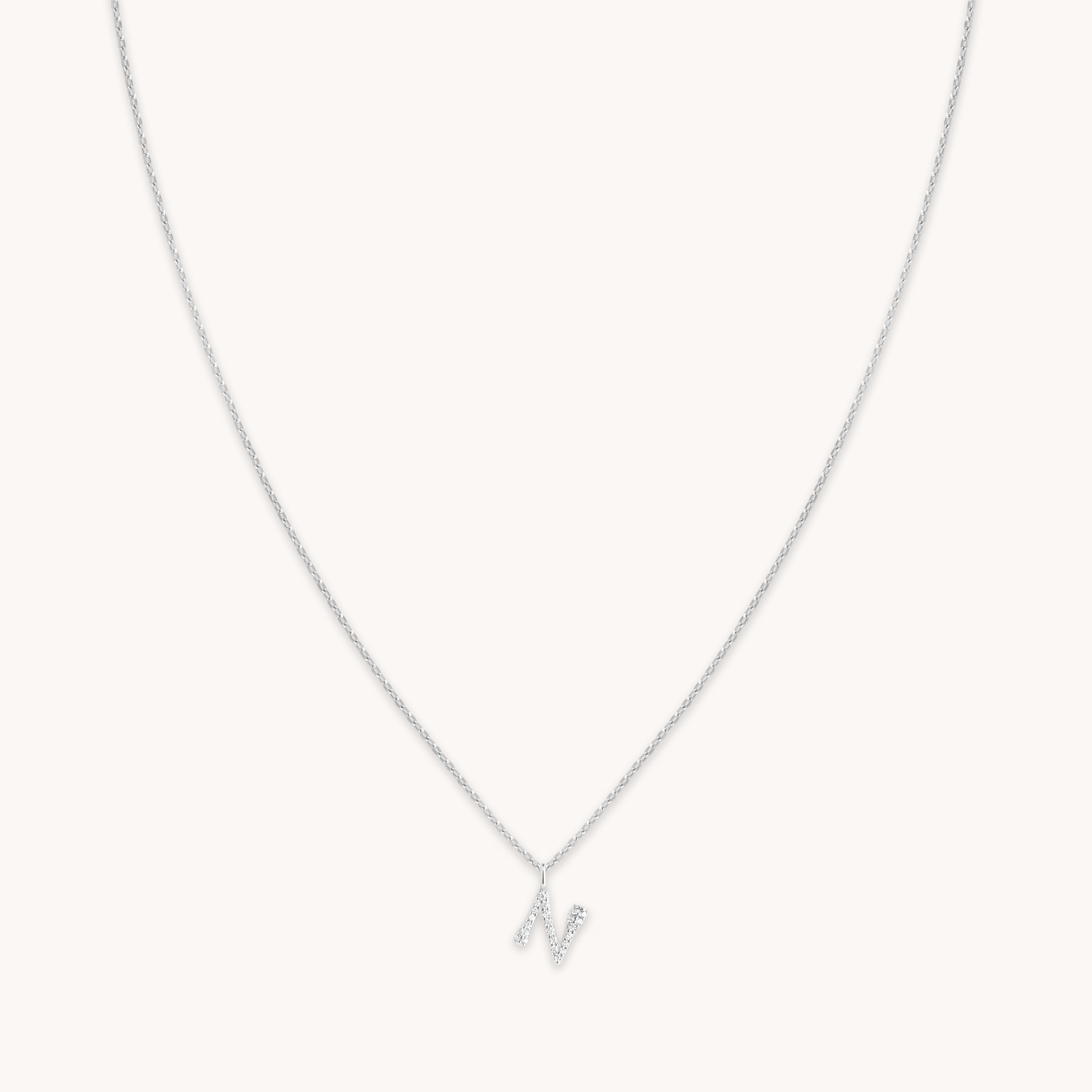 Astrid &amp; Miyu Initial Pave Pendant Necklace N In Silver In Metallic