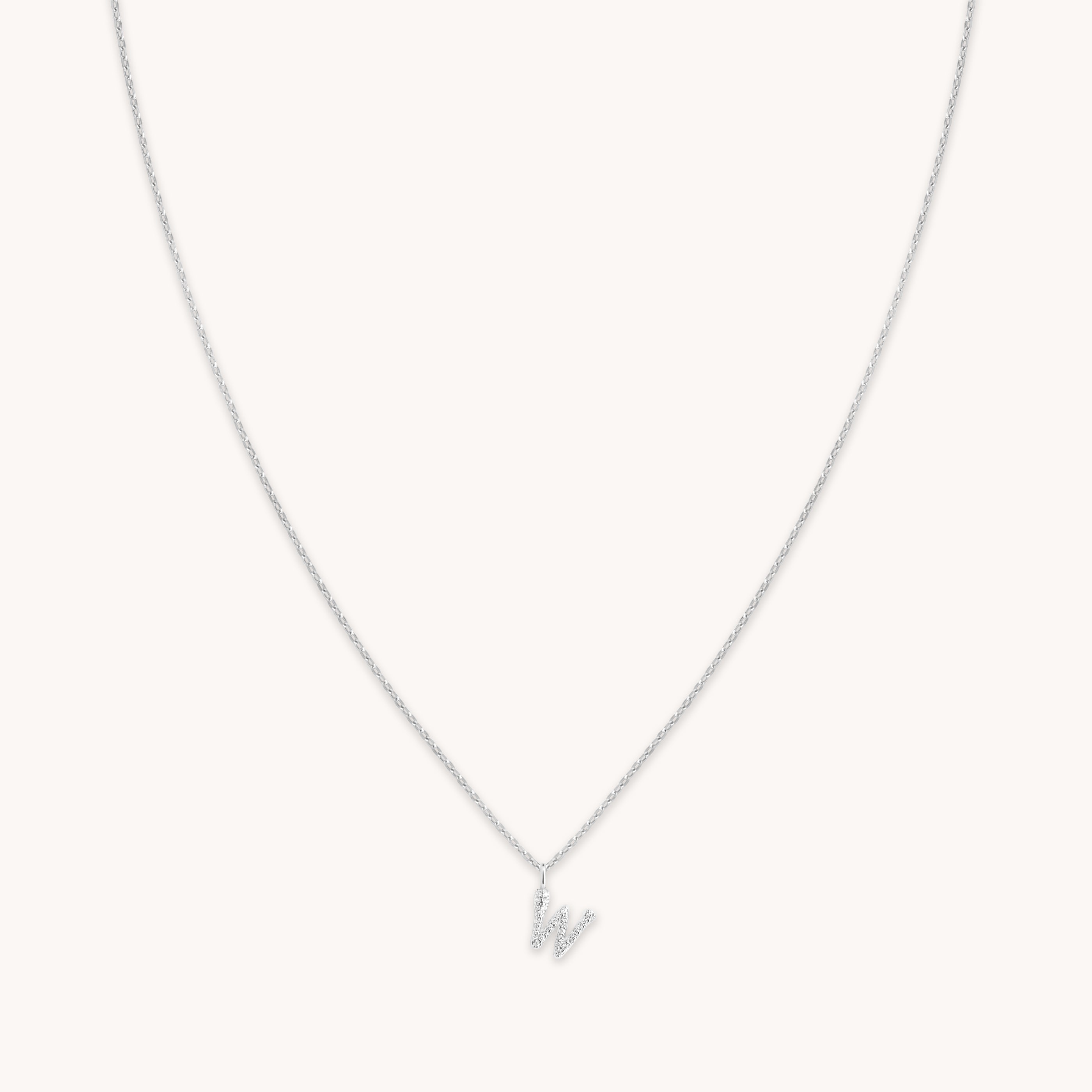 Astrid &amp; Miyu Initial Pave Pendant Necklace W In Silver In White