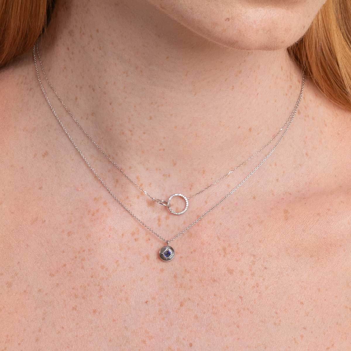 Astrid &amp; Miyu September Birthstone Necklace In Solid White Gold
