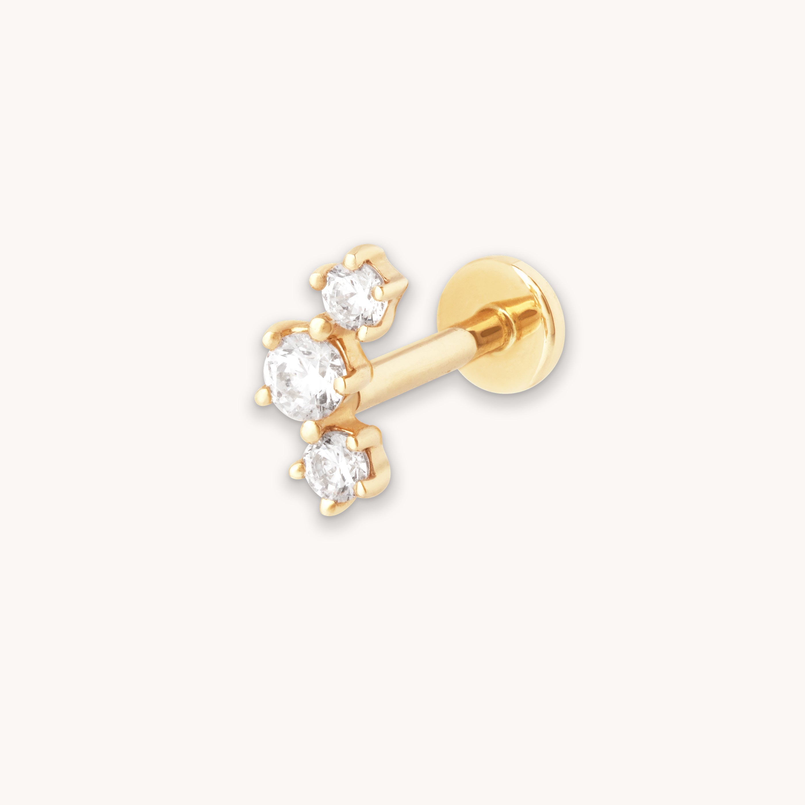 Curved Crystal Piercing Stud in Solid Gold - Astrid  Miyu us product image