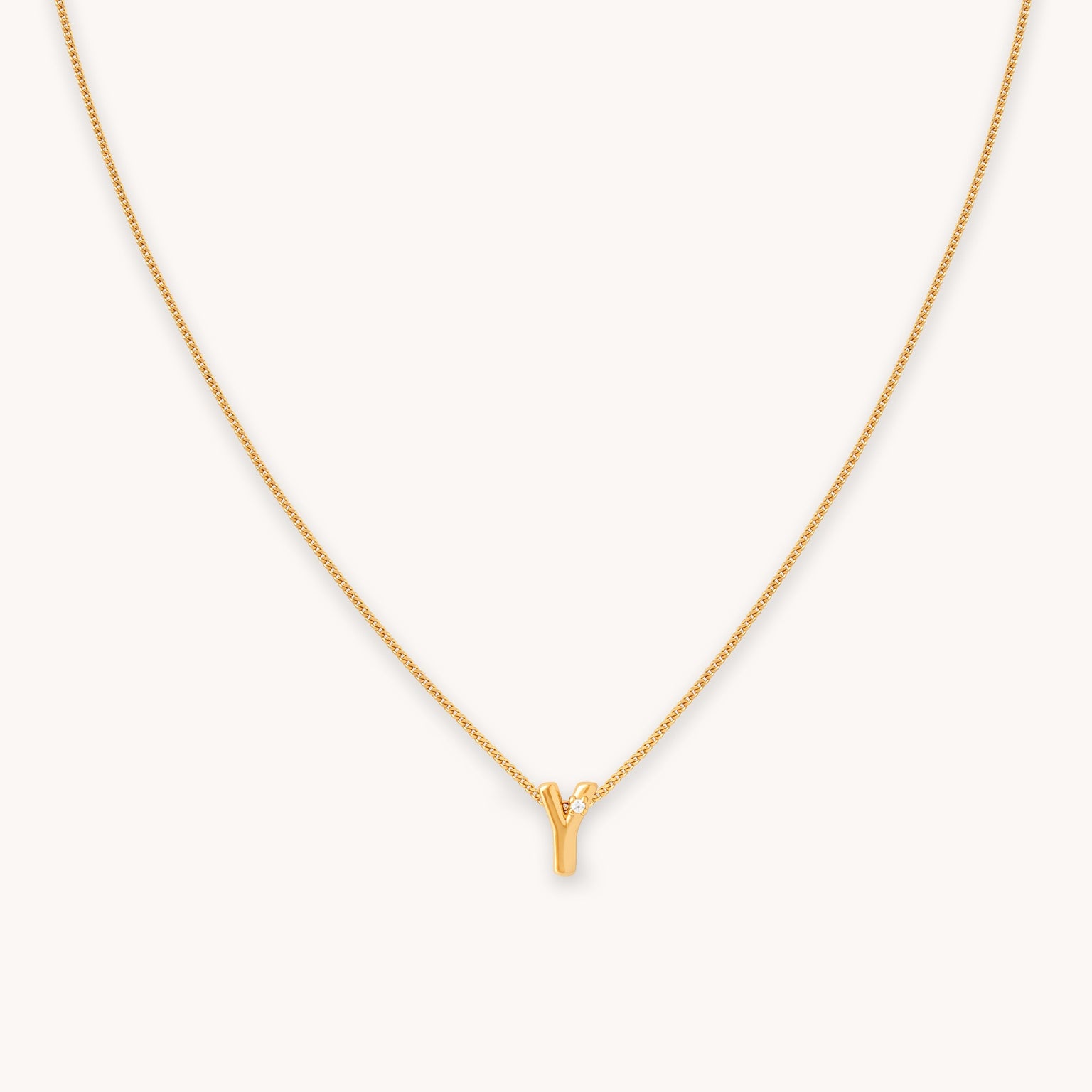 Y Initial Pendant Necklace in Gold