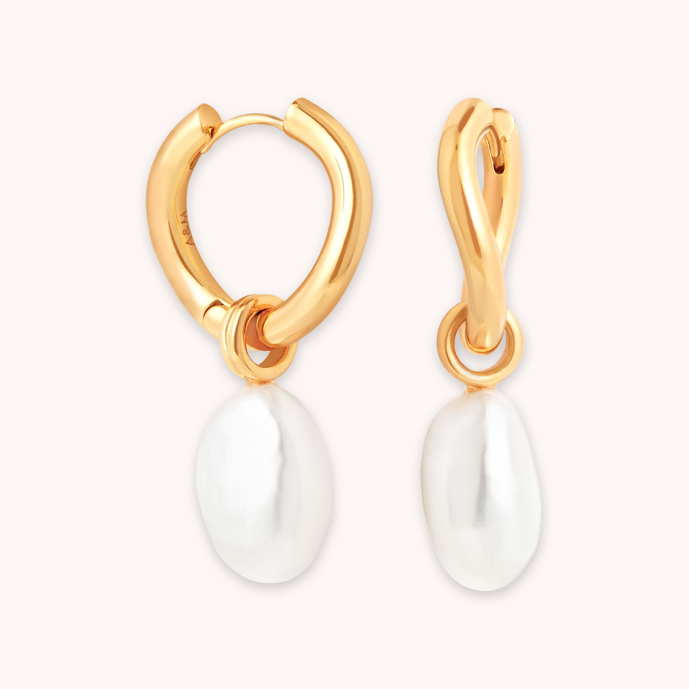 Pearl Charm Gold Hoops | Astrid & Miyu Earrings