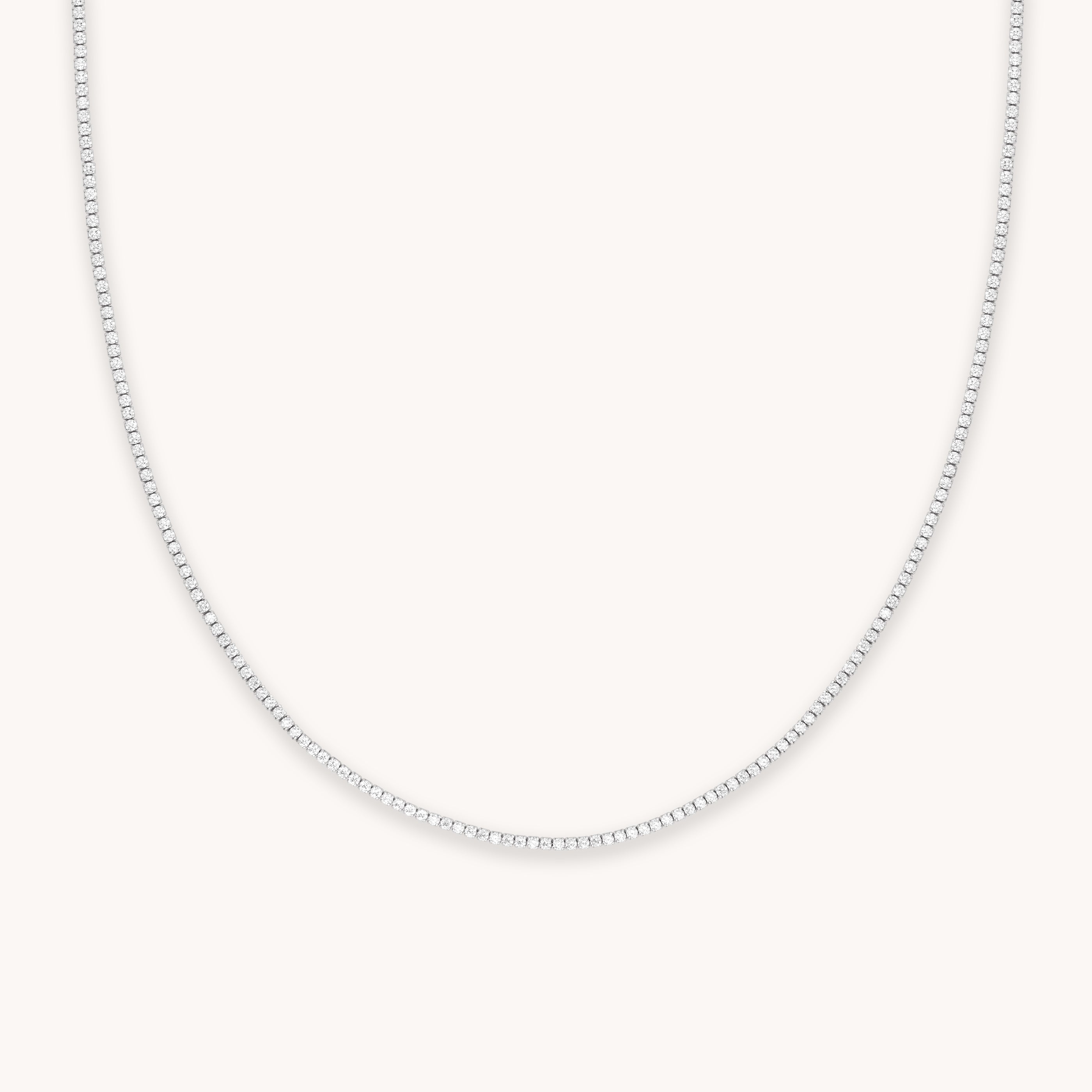 Astrid &amp; Miyu Tennis Chain Necklace In Silver In White