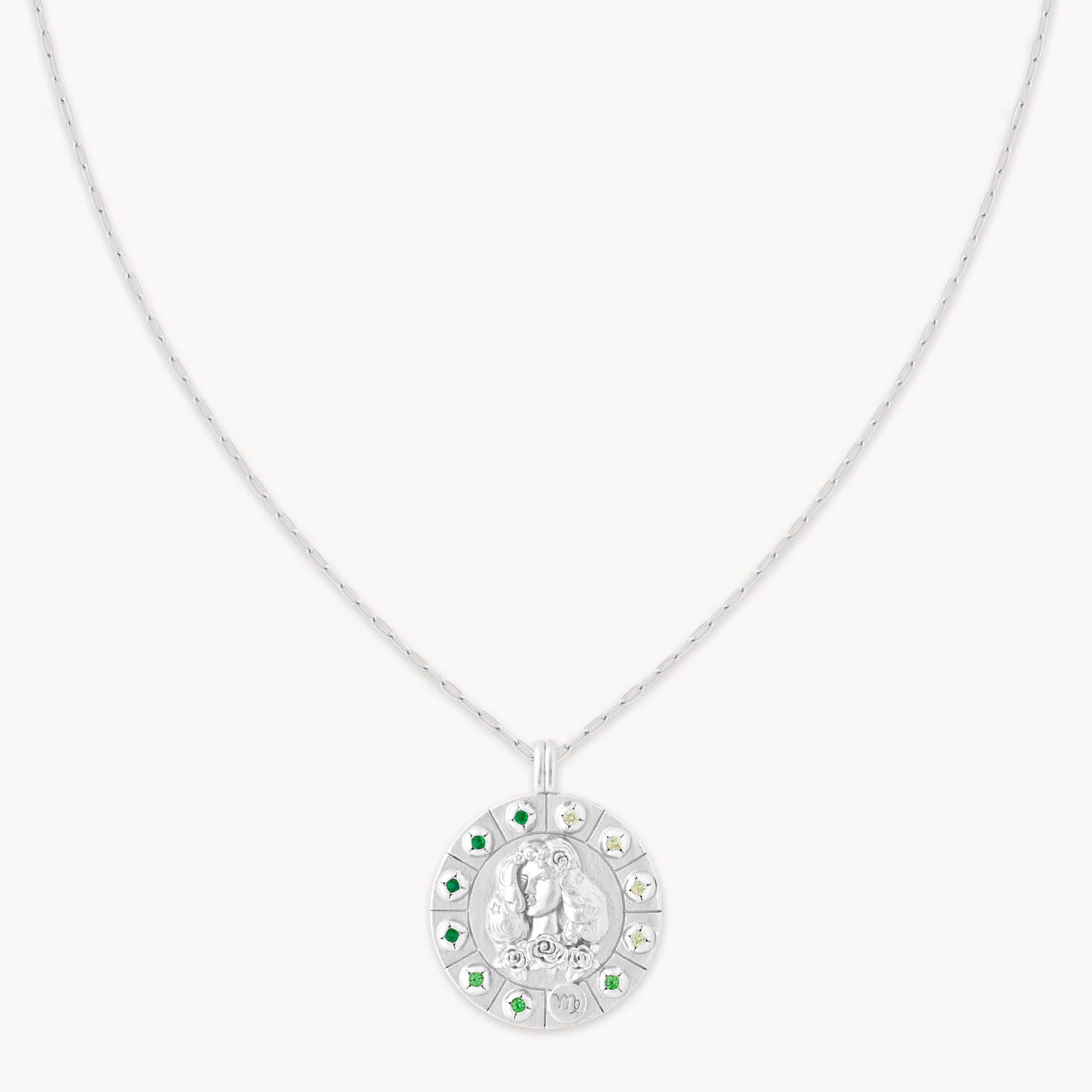 Astrid &amp; Miyu Virgo Bold Zodiac Pendant Necklace In Silver In White
