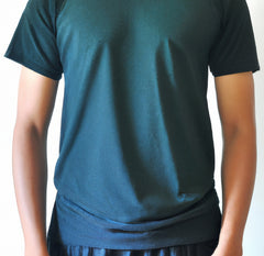 A Man Wearing a Green Rayon T-Shirt