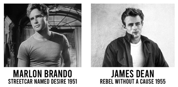 Marlon Brando and James Dean wearing the Classic T-Shirt in Iconic Roles of the 1950's