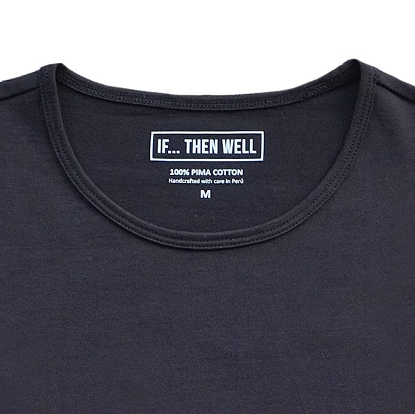 IF... THEN WELL Premium Men's T-Shirt Neckline Close-Up