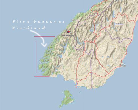 Google earth map of the south western region of New Zealand.