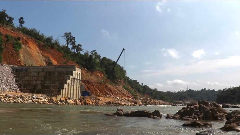 Partially constructed dam on Kopili River