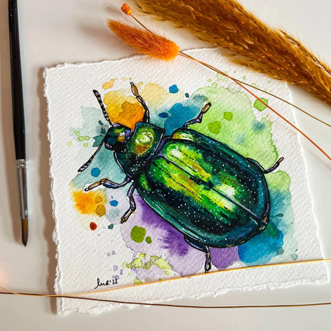 Colourful Beetle Watercolour Painting