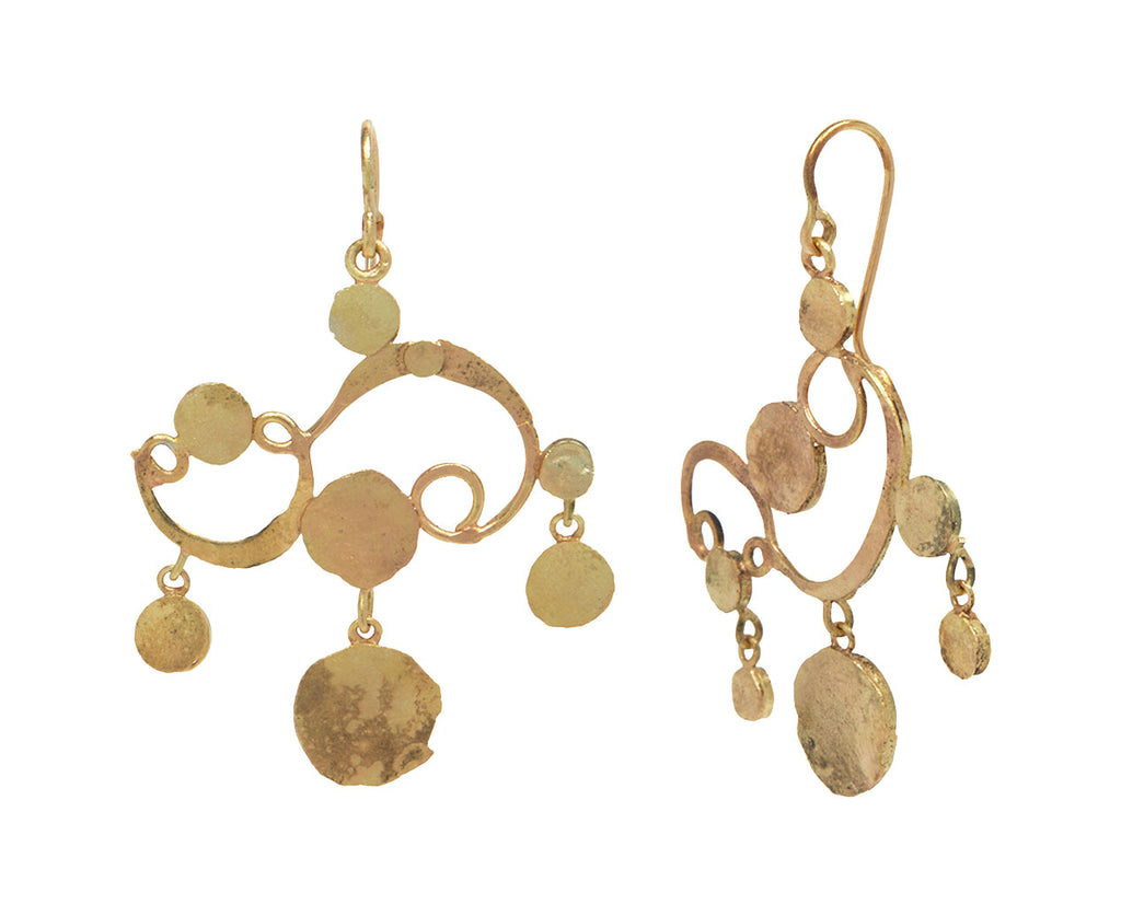 Judy Geib Gold Calligraphic Danding Earrings Side View