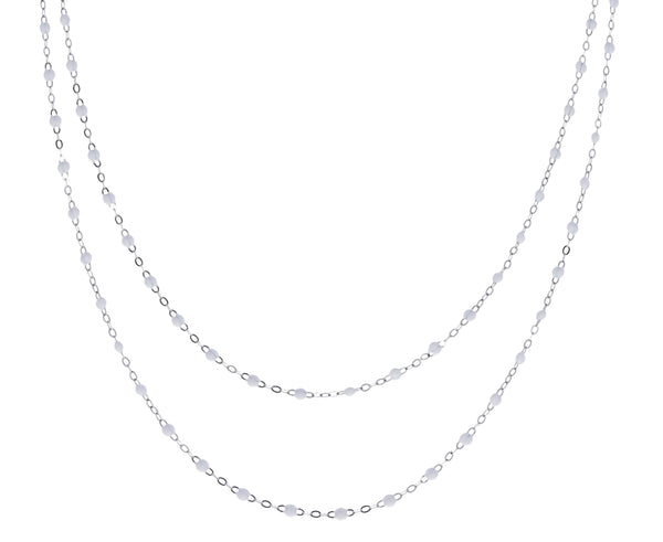 White Gold Long White Resin Beaded Necklace– TWISTonline