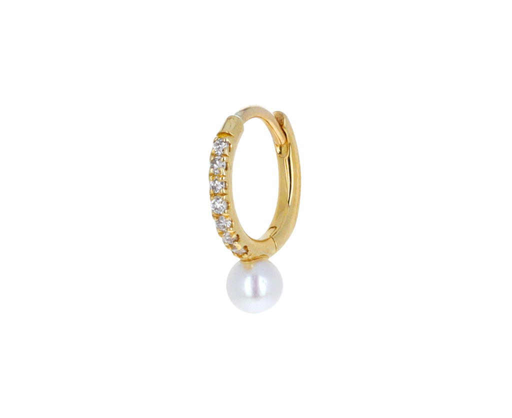 Akoya Pearl and Diamond Hoop SINGLE Earring