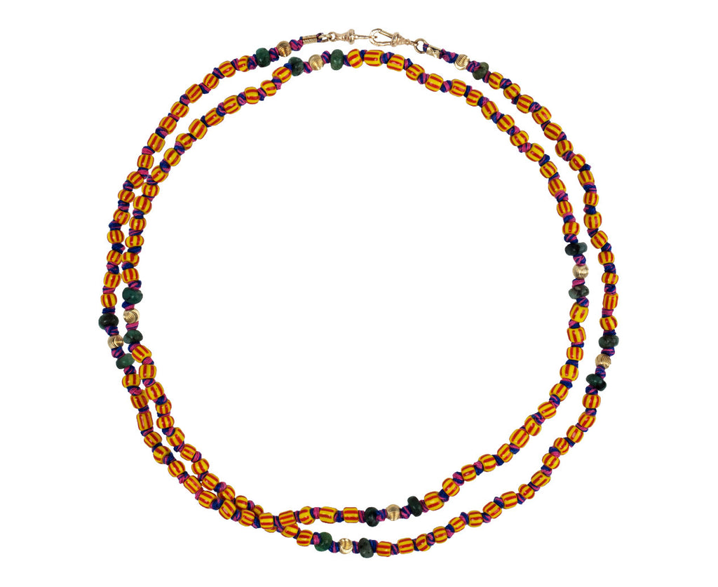 Marie Lichtenberg Yellow and Red Mauli Ghana Beaded Necklace