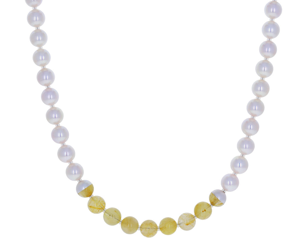 Rutilated Quartz and Cultured Akoya Pearl Necklace
