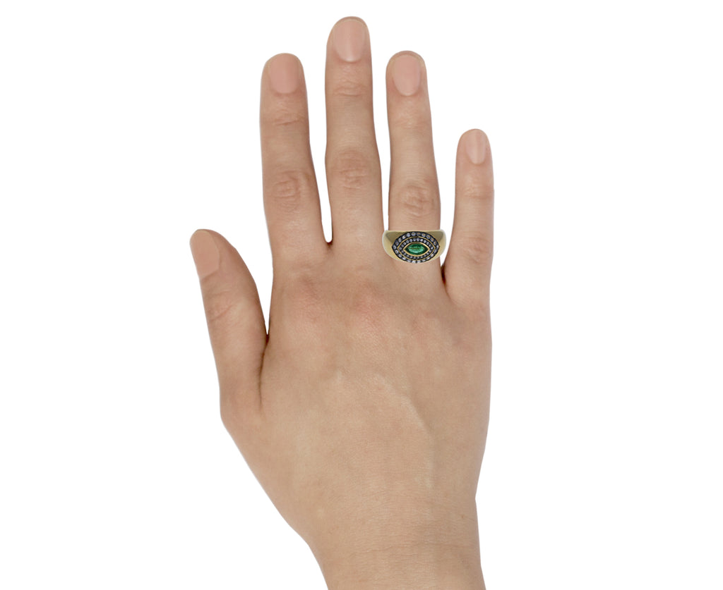 Emerald and Diamond Axl Marquise Ring