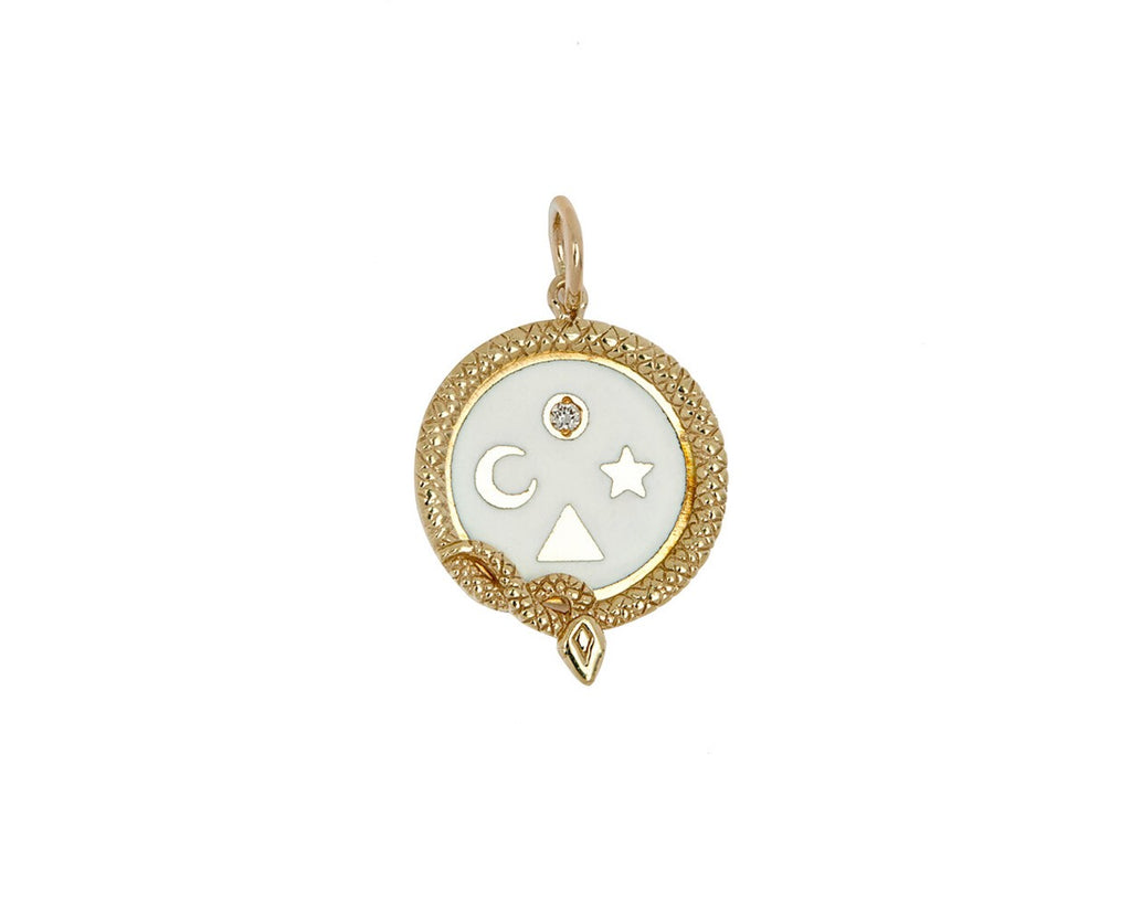 Foundrae Jewelry White Enamel Wholeness 18K Yellow Gold Medallion