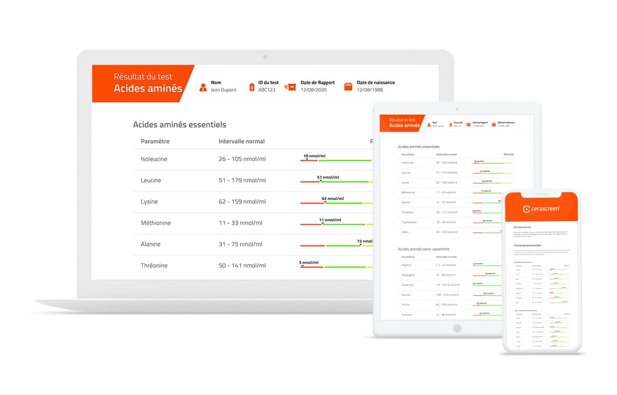 Résultats test carence acides aminés essentiels