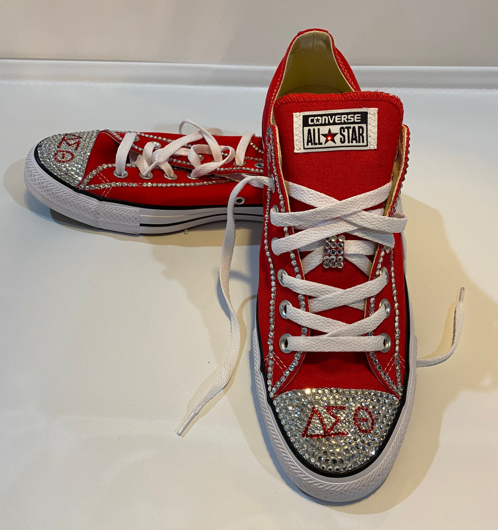 Delta Sigma Theta Red Bling Converse Low Top
