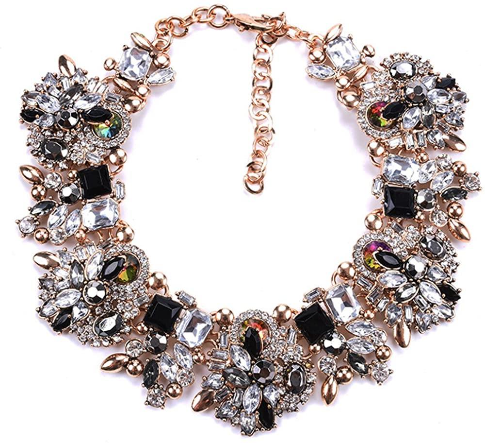Bib Statement Necklace (Colorful Glass Crystal Collar Choker) - Shop Ja'Kai 