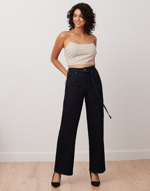 LILY WIDE LEG JEANS / DEEP BLACK