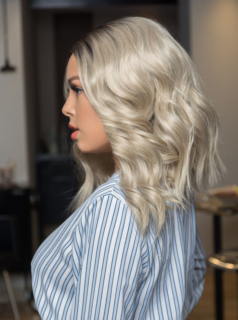 Realistic Ash Blonde Rooted Ombre Lace Front Wig | Proudly Canadian