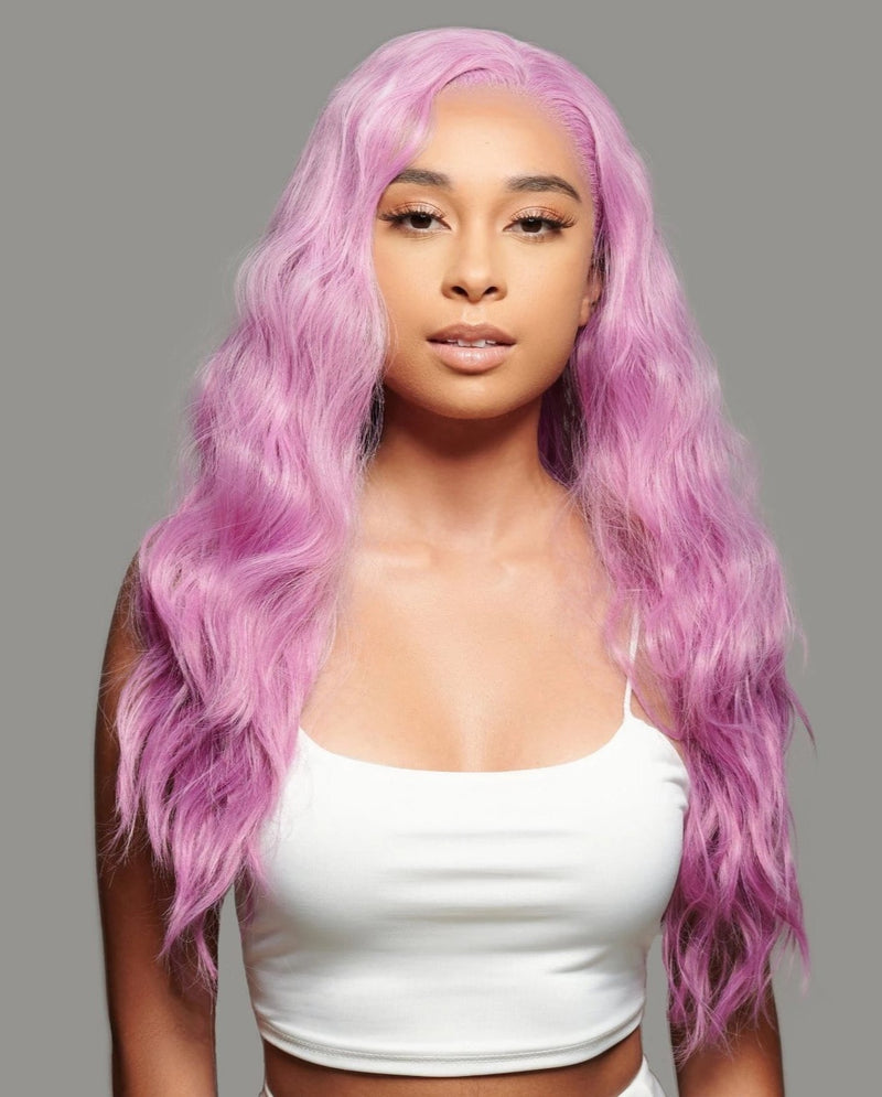 'Femme Fatale' Synthetic Wig | Light Magenta Pink Lace Front Wig | Essence Luxe Couture Wigs