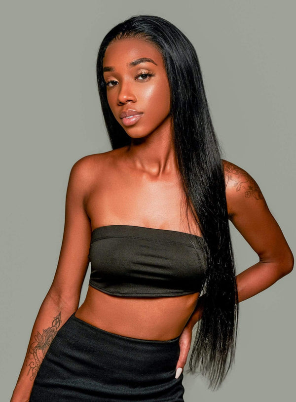 'Soeurs' Human Hair Wig | Long Black Luxury Lace Wig | Essence Luxe Couture Wigs