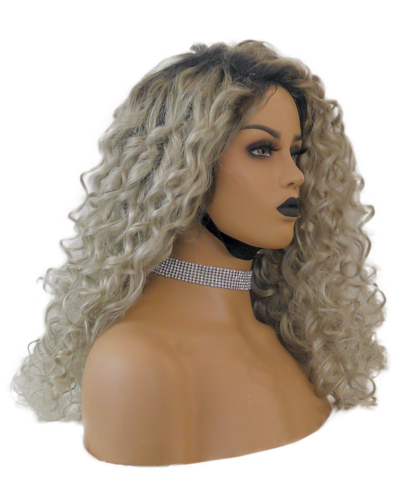 Buy Cashmere ETRO | Curly Platinum Blonde Luxury Wig | Essence Couture (Side)