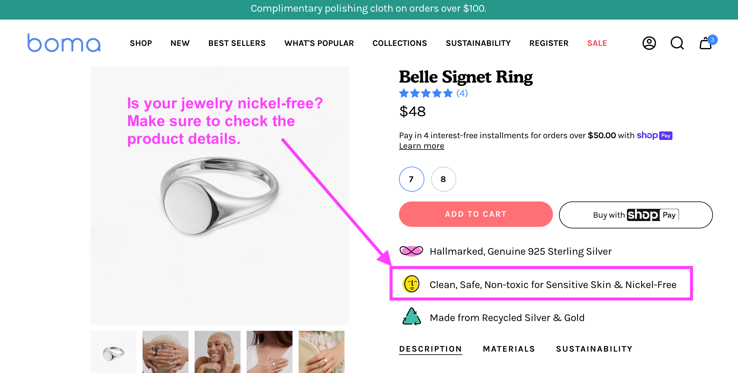Boma Jewelry Belle Signet Product