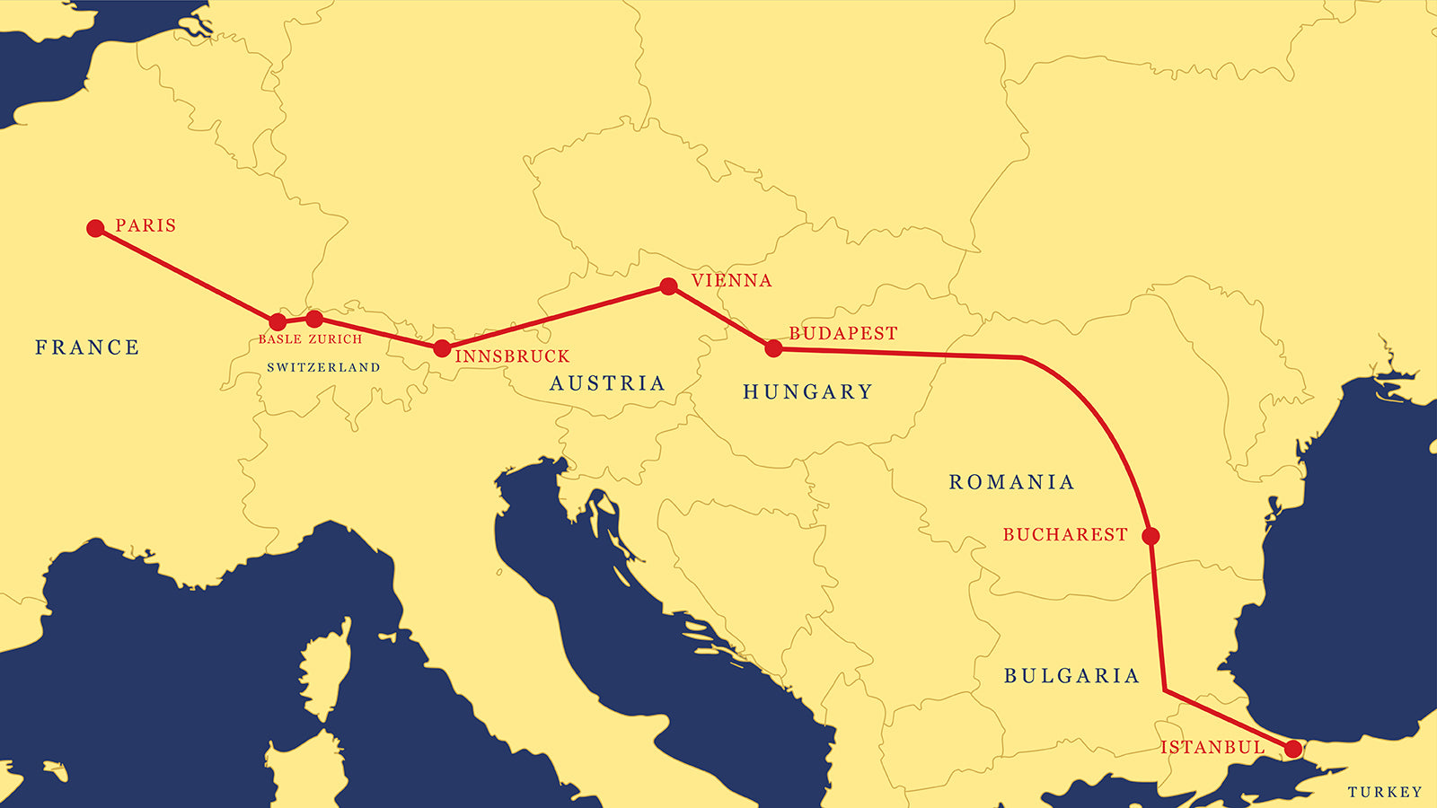 Orient Express Train Route Map