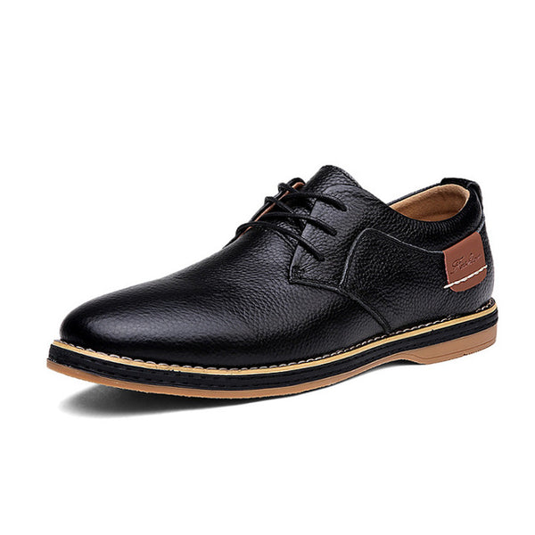 Men Oxford Shoes Genuine Leather Lace Up Office Business Casual Shoes ...