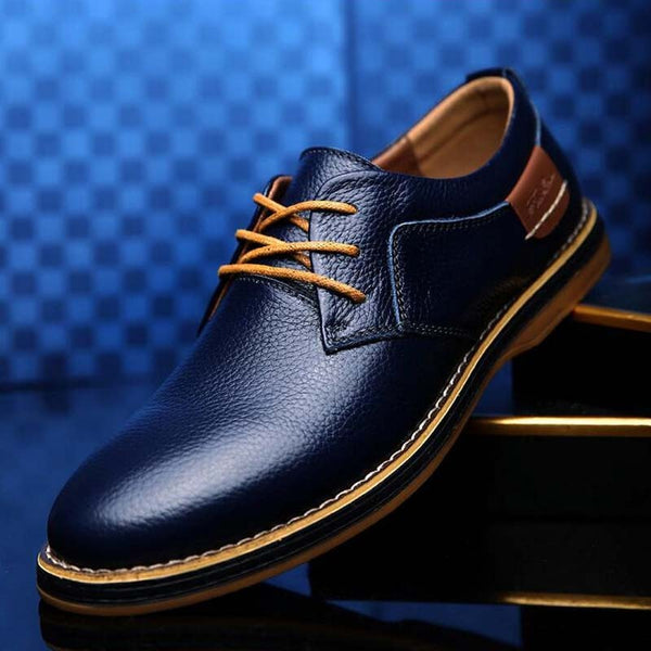 Men Oxford Shoes Genuine Leather Lace Up Office Business Casual Shoes ...