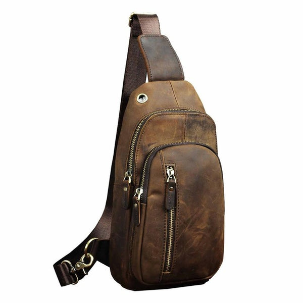Original Crazy Horse Leather Chest Shoulder Bag – Lukvip