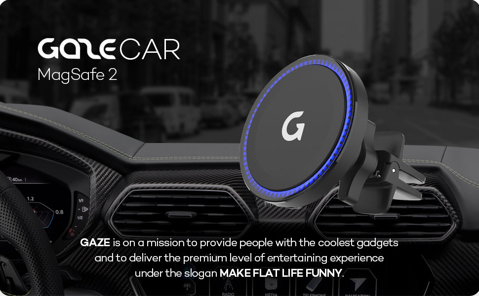 GAZE CAR MAGSAFE 2 WIRELESS CAR CHARGER COMPATIBLE WITH IPHONE 13, 13 PRO, 13 PRO MAX, 13 MINI