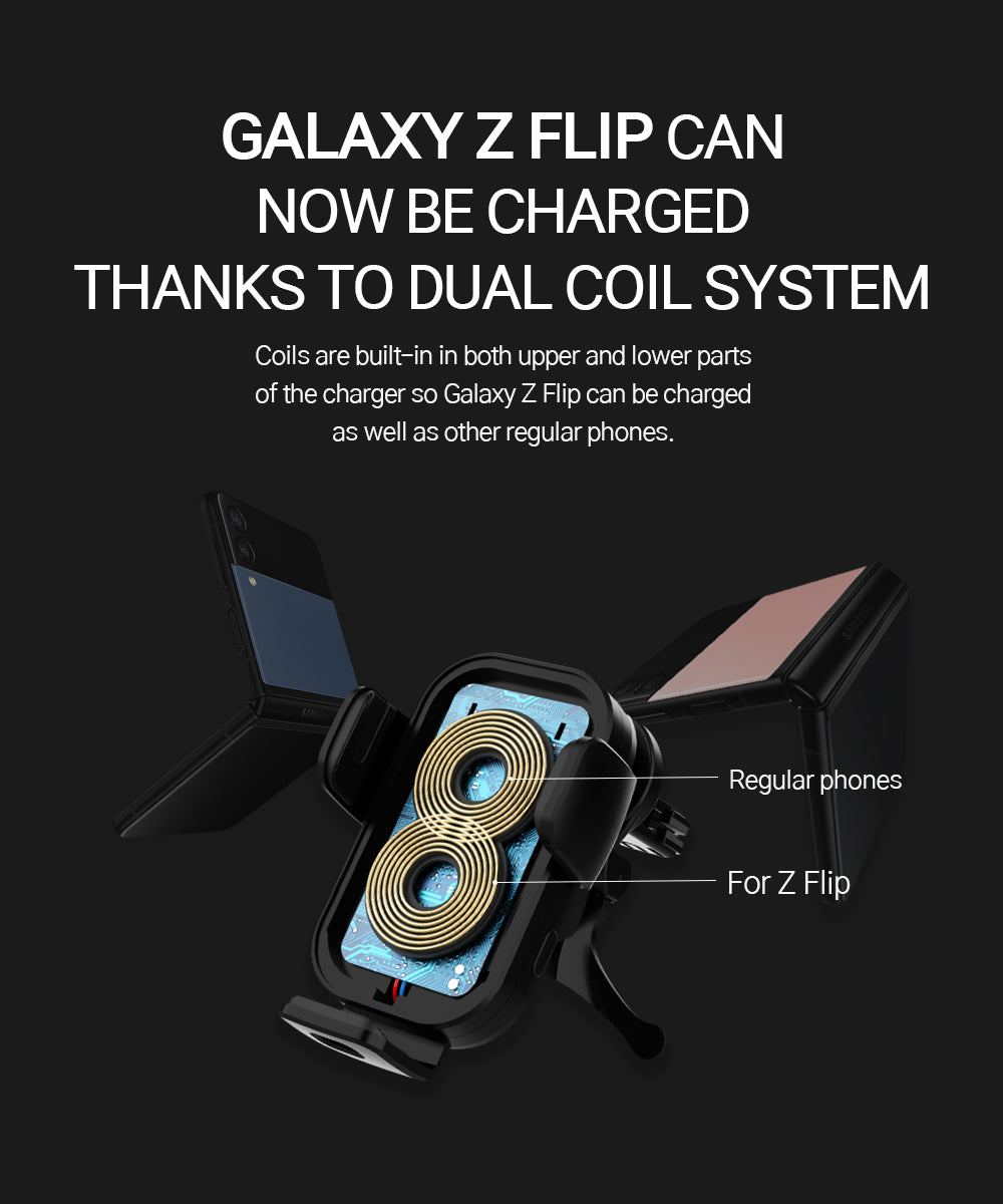 Dual coil wireless car charger for Flip 4