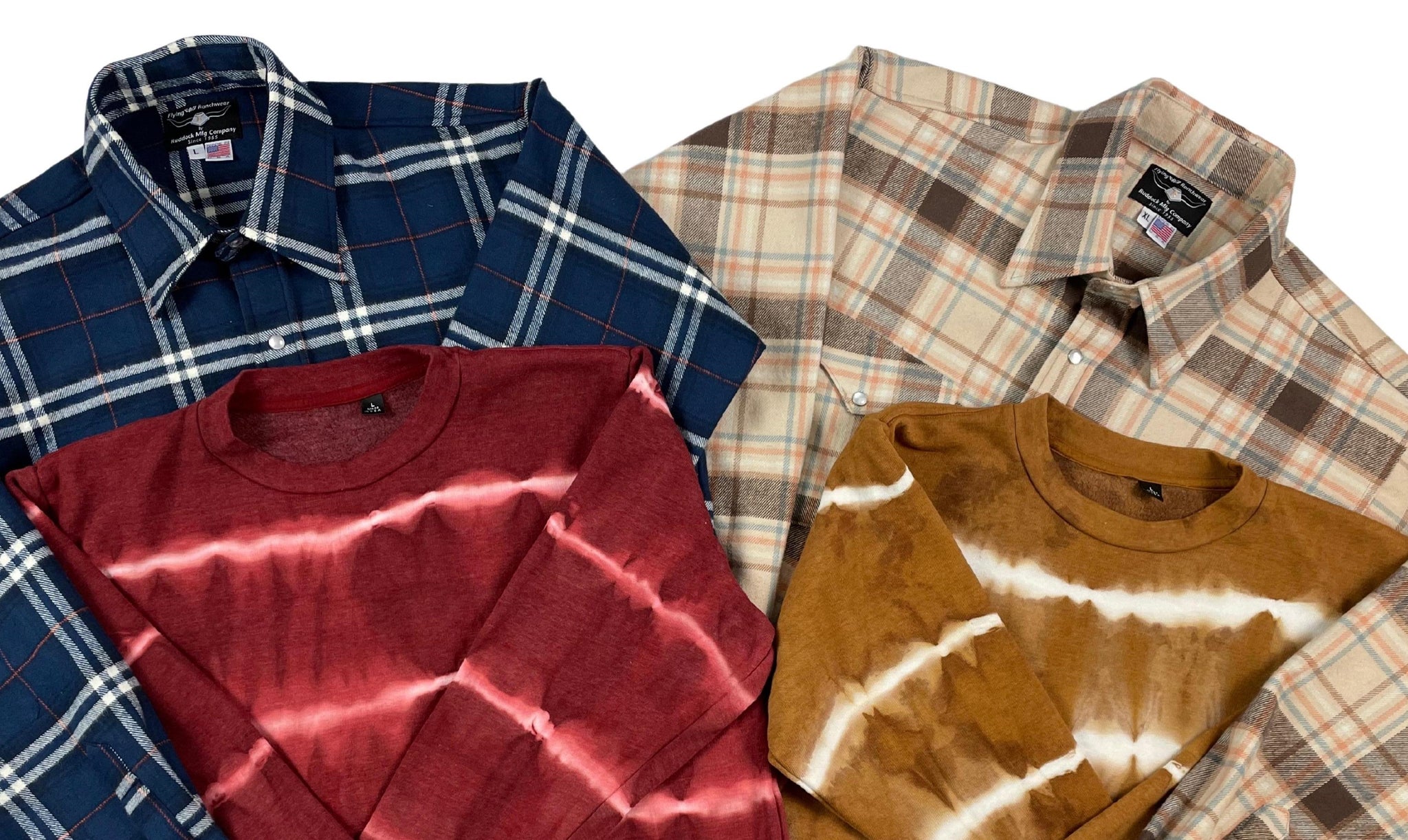flannel and crewneck shirts Made in USA