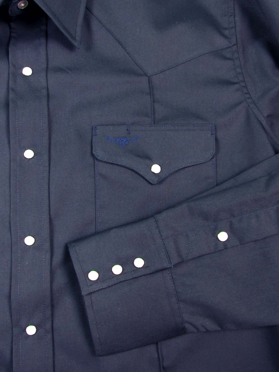 Rancher Crease - Navy Blue - Long Sleeve - Snaps – ruddockshirts.com