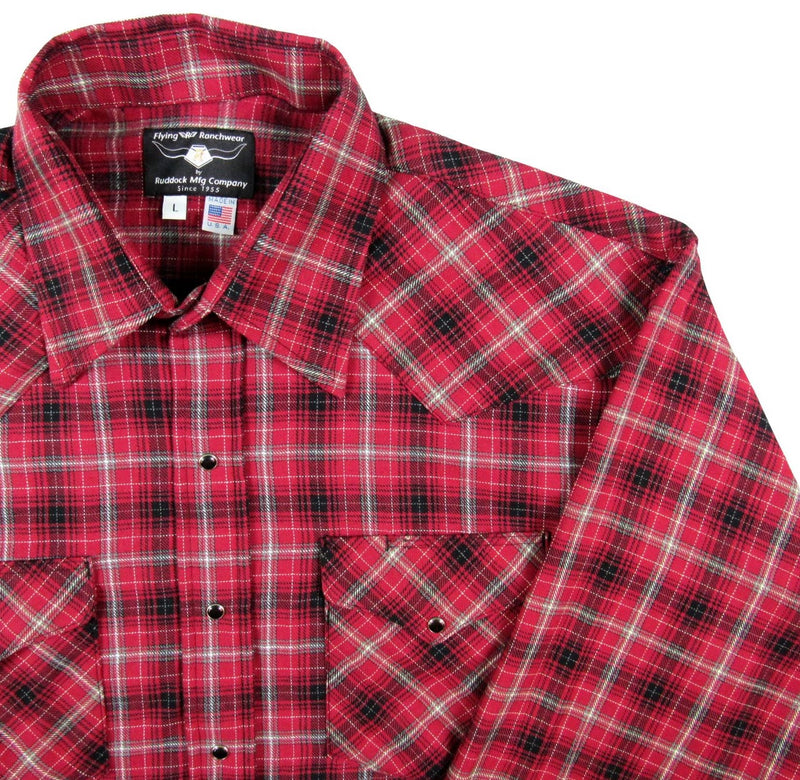 Made in USA Red Plaid Flannel Shirt by Flying R Ranchwear