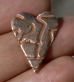 Texture Pointy Heart 22mm x 16mm Cutout - Enameling Stamping Texturing Blanks - Variety of Metals - 6 Pieces