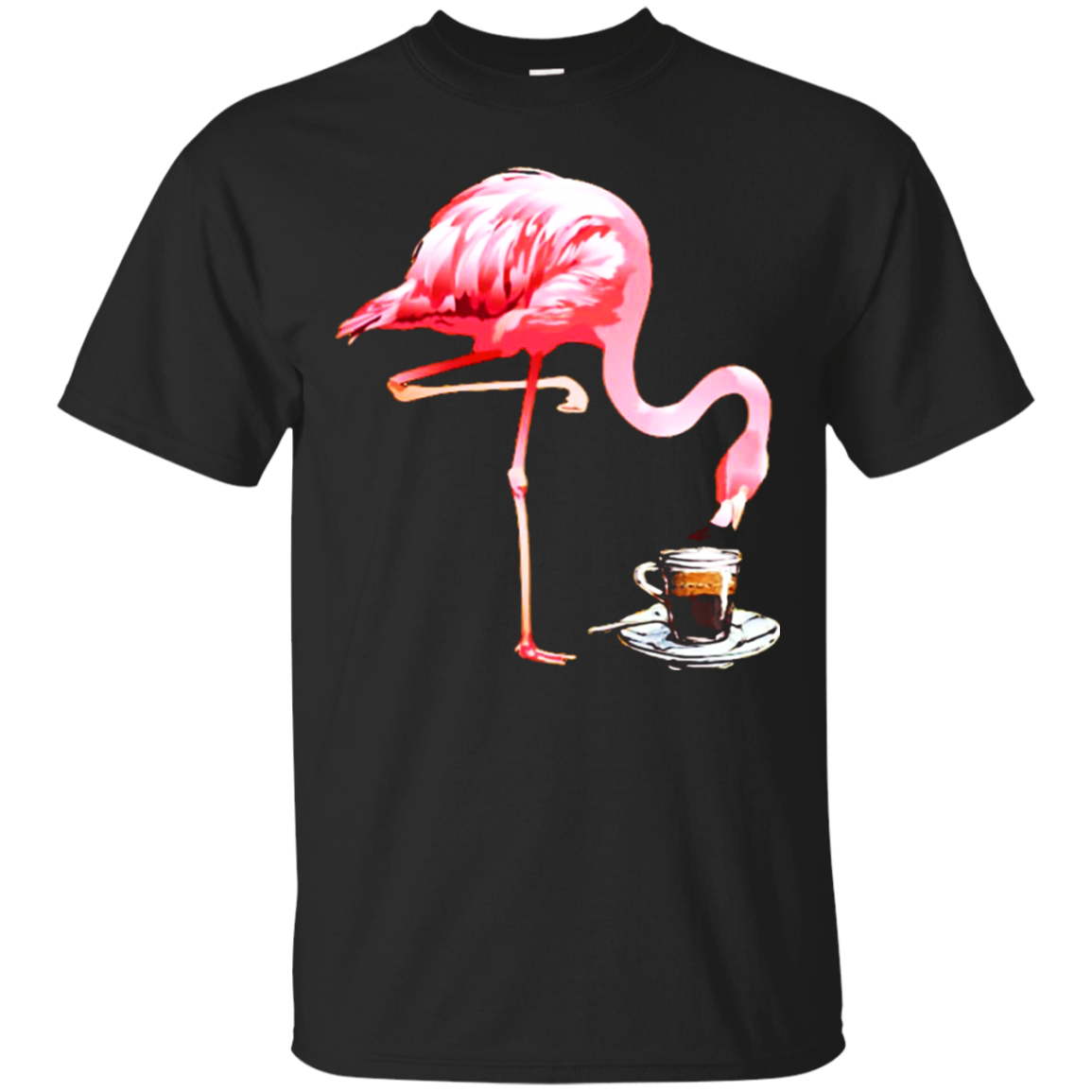 Pink Flamingo Drinking Coffee T Shirt