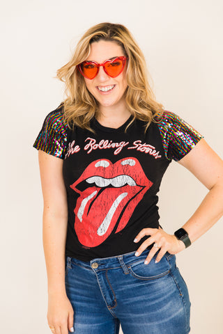 The Rolling Stones Sequin Sleeve Party Tee
