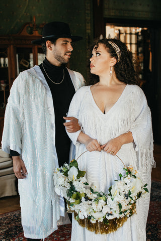 sequin caftan as wedding gown