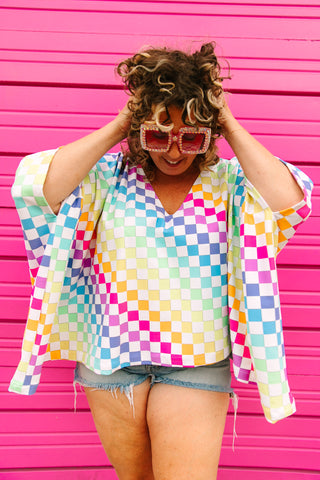 Rainbow Checkered Tunic, Perfect Summer Outfit