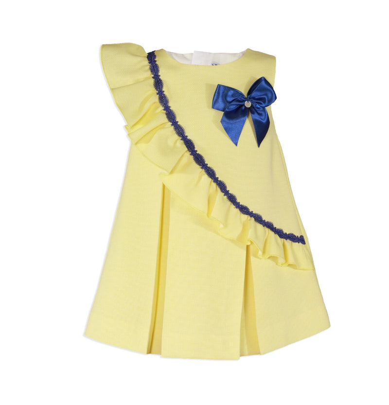 yellow and navy blue dress