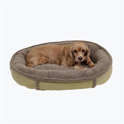 Round Suede Dog Bed - Sage